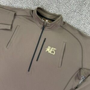 Aves Stratum Midway 203 Pullover Mens 3XL Half Zip Brown Polyester Activewear